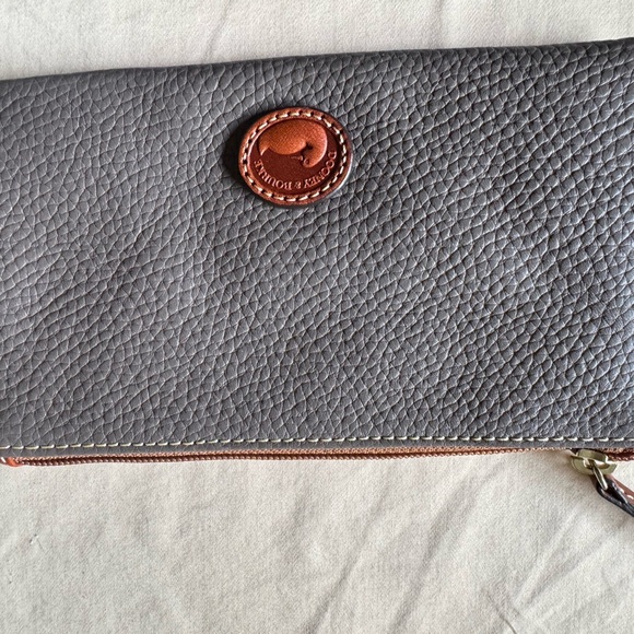 Dooney & Bourke Gray/Taupe pebble Leather saddle color leather Hobo/slouch Bag - Picture 7 of 9